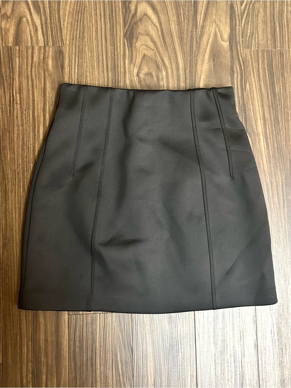 Zara Black Seam Detail Mini Skirt